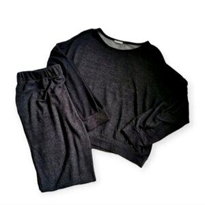 Cozy Charcoal Knit Loungewear Set | Slouchy Pullover & Joggers | Medium